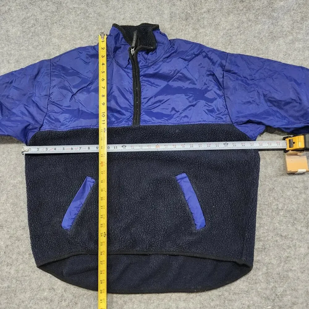 VTG 90s J Crew Sport Mens XL 1/2 Zip Oarsman Blue Fleece Nylon Pullover‎ Jacket